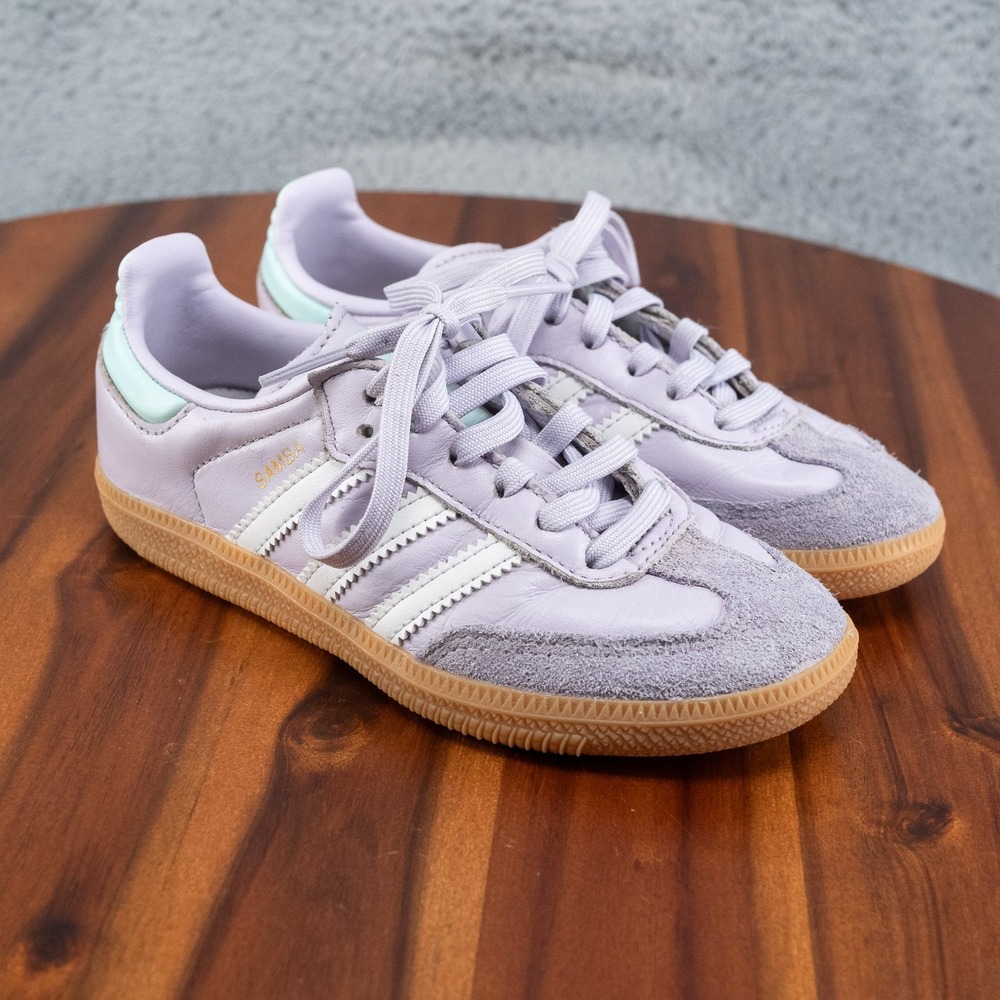 Adidas Samba Unisex Kids Purple/White Leather Gum Low Top Sneakers 11.5k IE8847